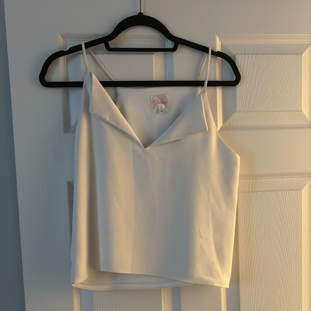 Parker White Asymmetrical Crop Camisole